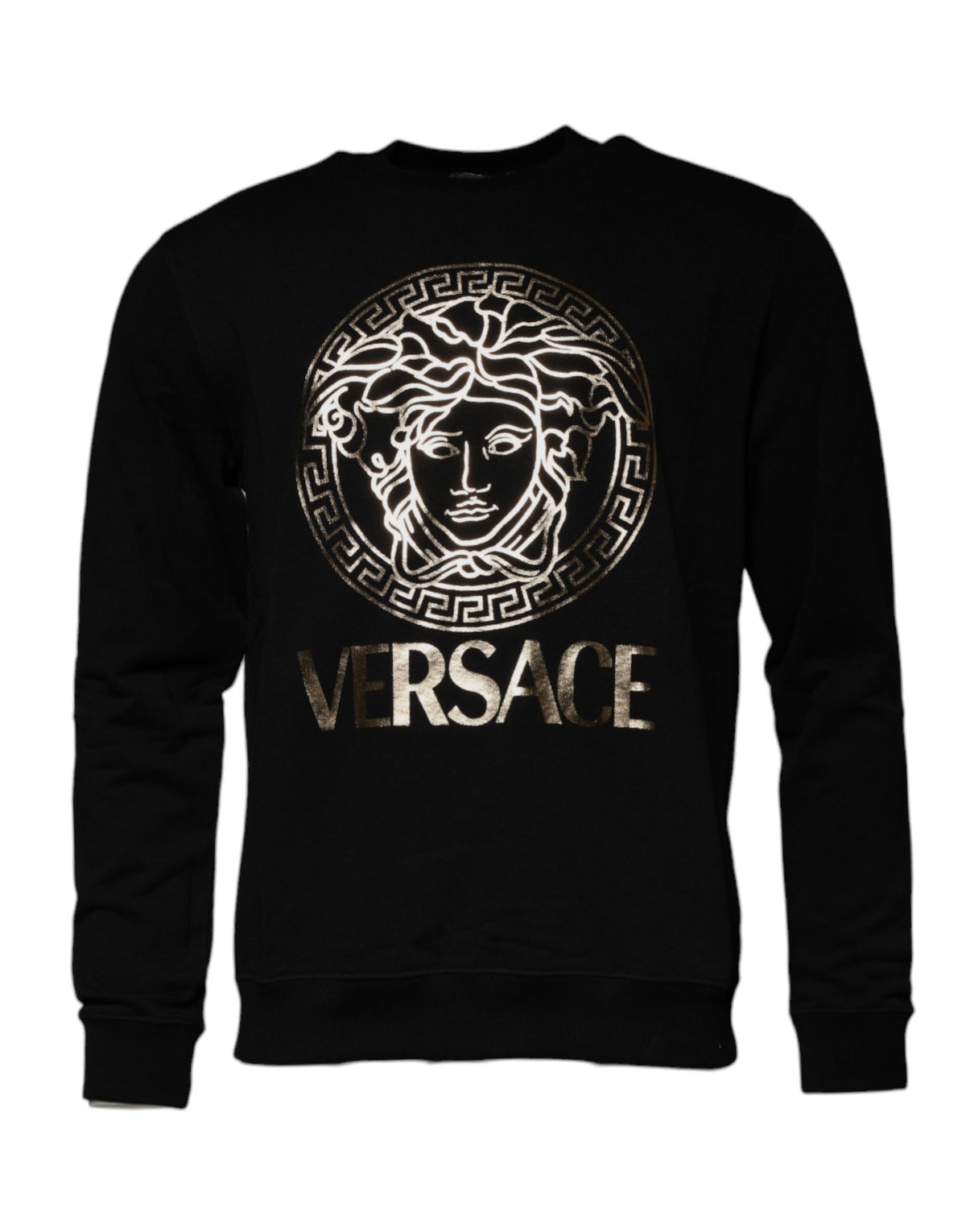 Sweat-shirt Versace noir en polaire à col rond pour homme