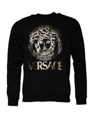 Sweat-shirt Versace noir en polaire à col rond pour homme