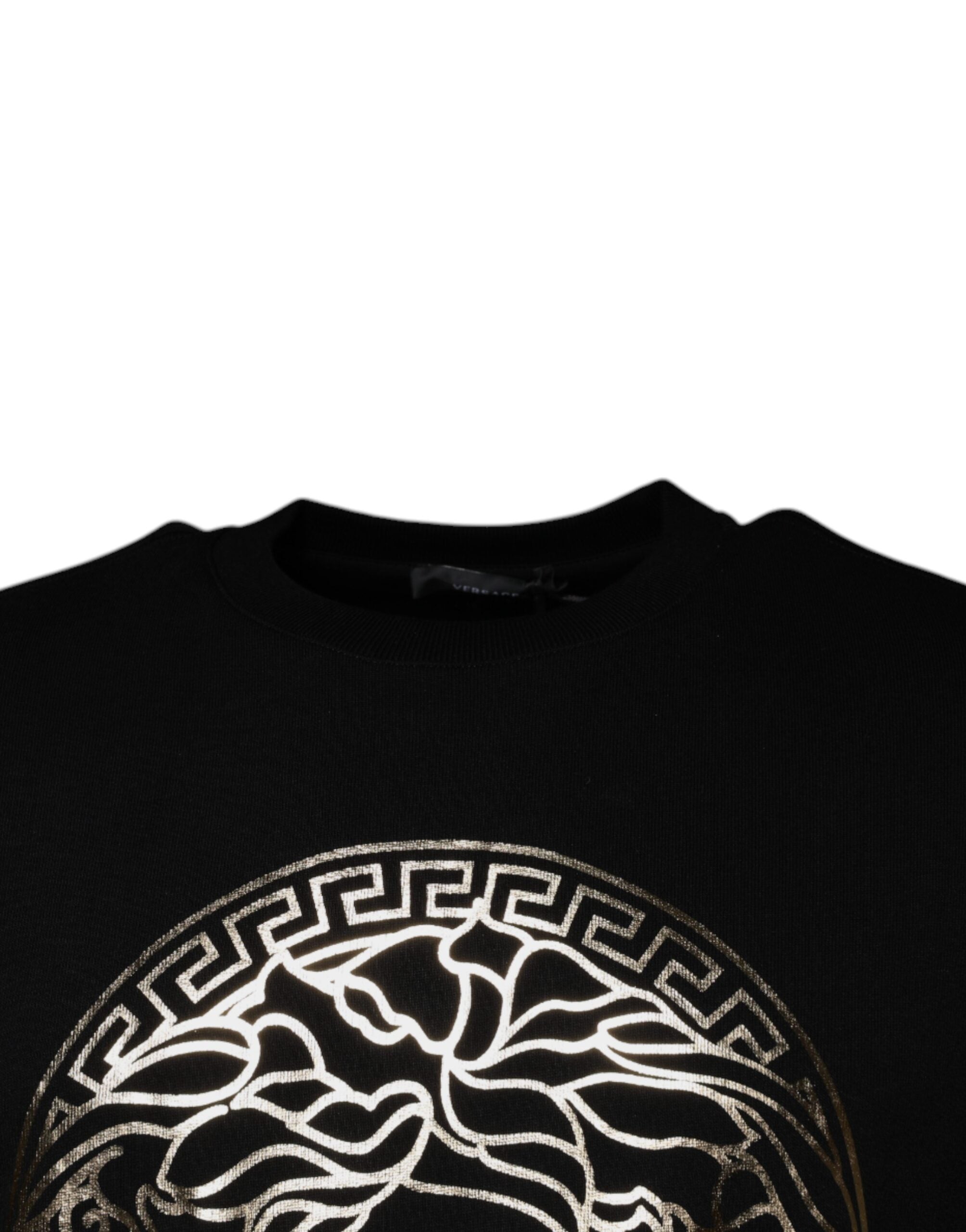Sweat-shirt Versace noir en polaire à col rond pour homme