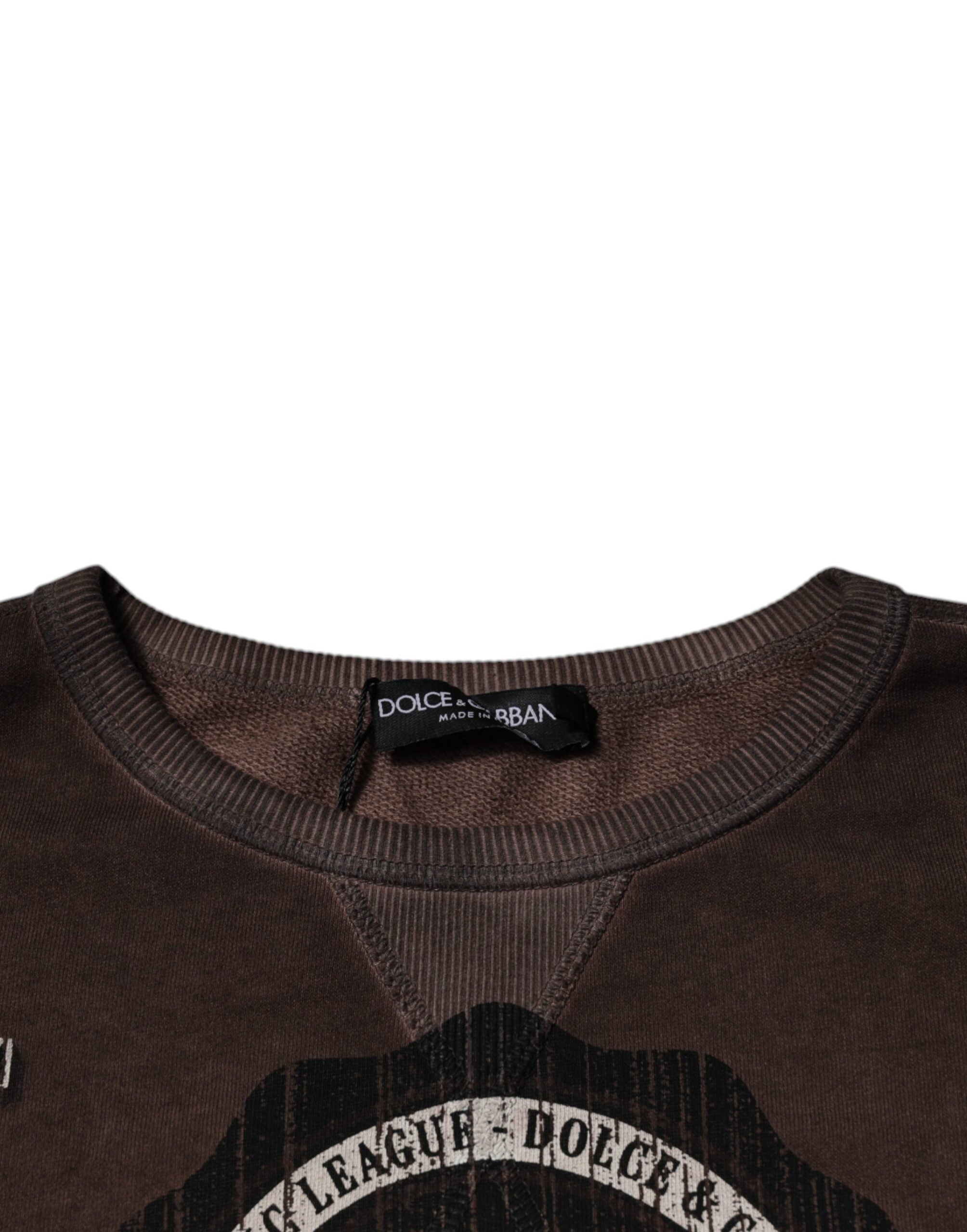 Dolce &amp; Gabbana Pullover mit braunem Logoprint und Rundhalsausschnitt