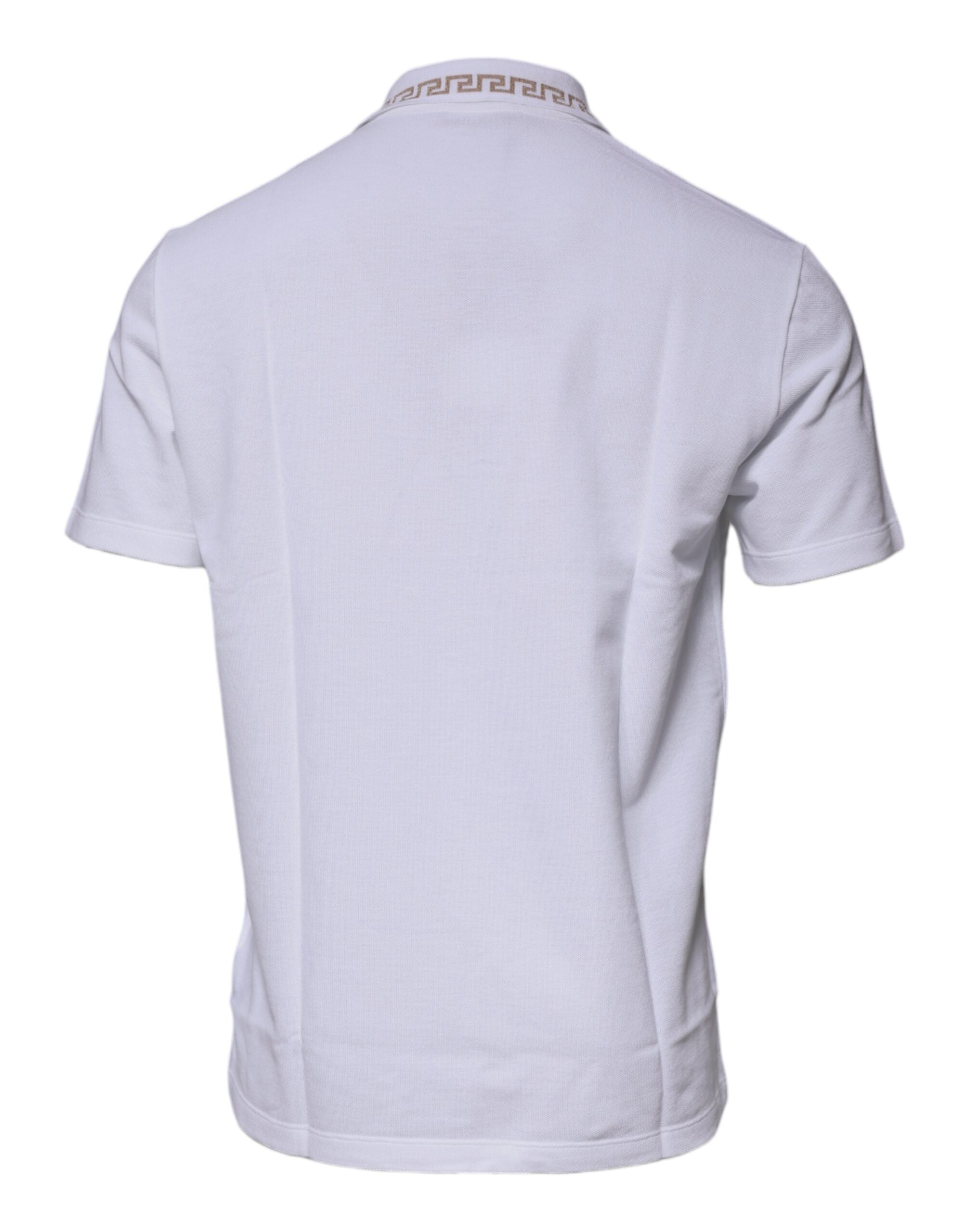 Polo Versace blanc en viscose à col et manches courtes pour homme
