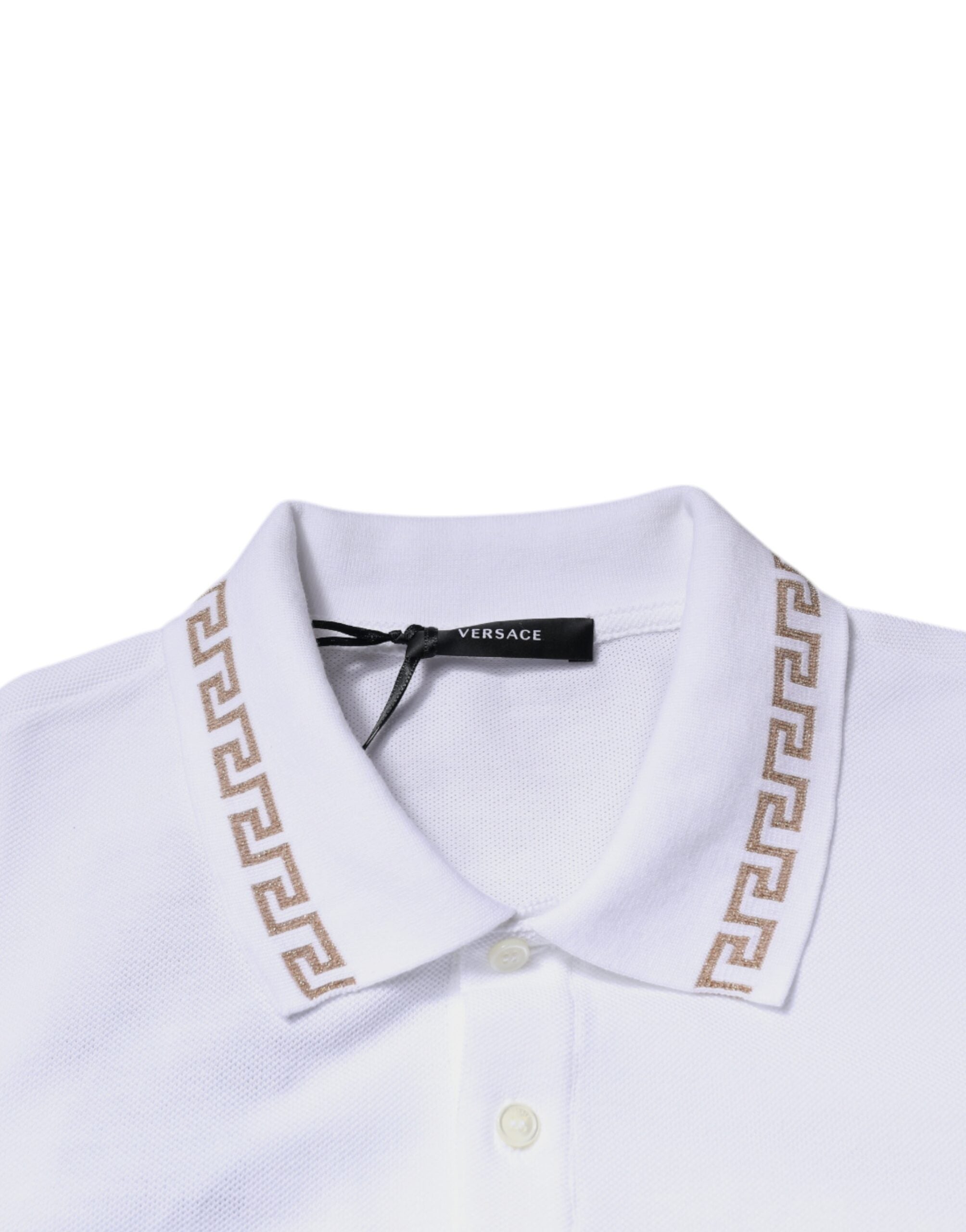 Polo Versace blanc en viscose à col et manches courtes pour homme