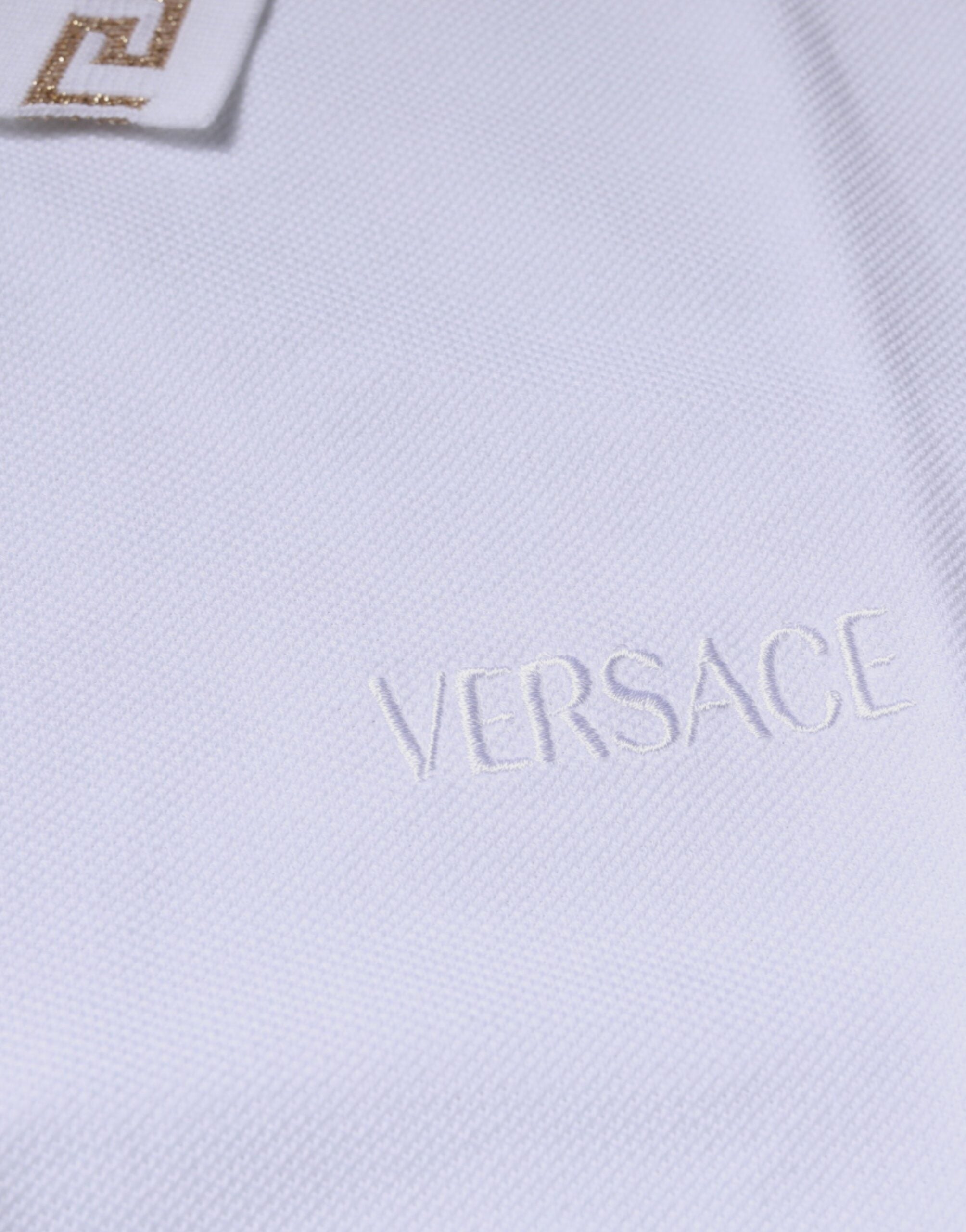 Polo Versace blanc en viscose à col et manches courtes pour homme