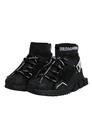 Dolce &amp; Gabbana Schwarze Sorrento Socken Logo Sneakers Schuhe