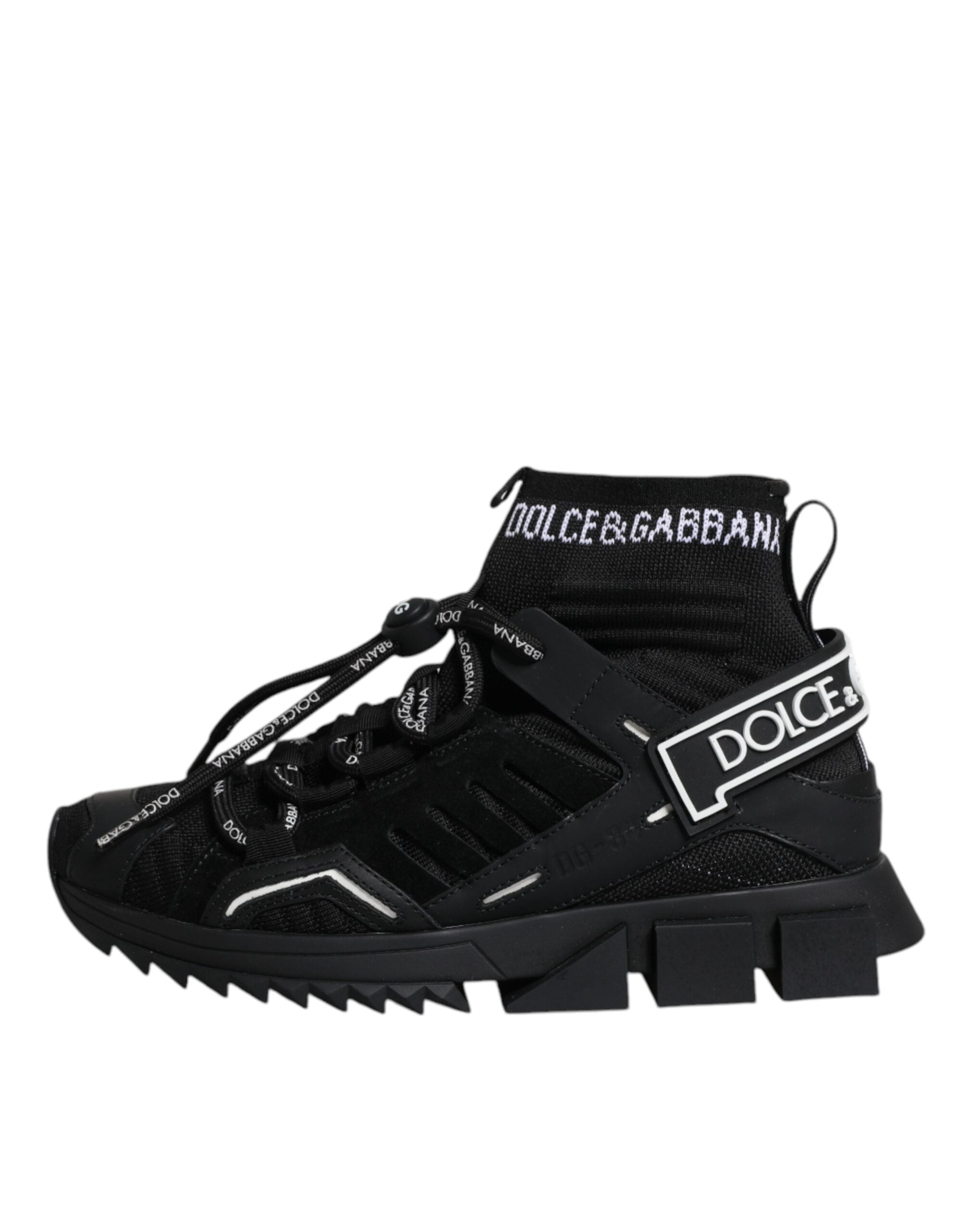 Dolce &amp; Gabbana Schwarze Sorrento Socken Logo Sneakers Schuhe