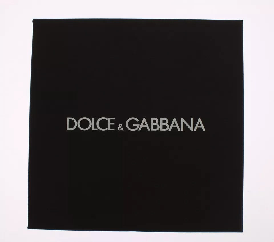 Porte-clés Dolce &amp; Gabbana en cuir raphia marron argenté avec fermoir et chaînette.