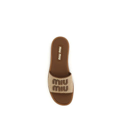 Miu Miu Beige Nylon Slippers - EU40/US10