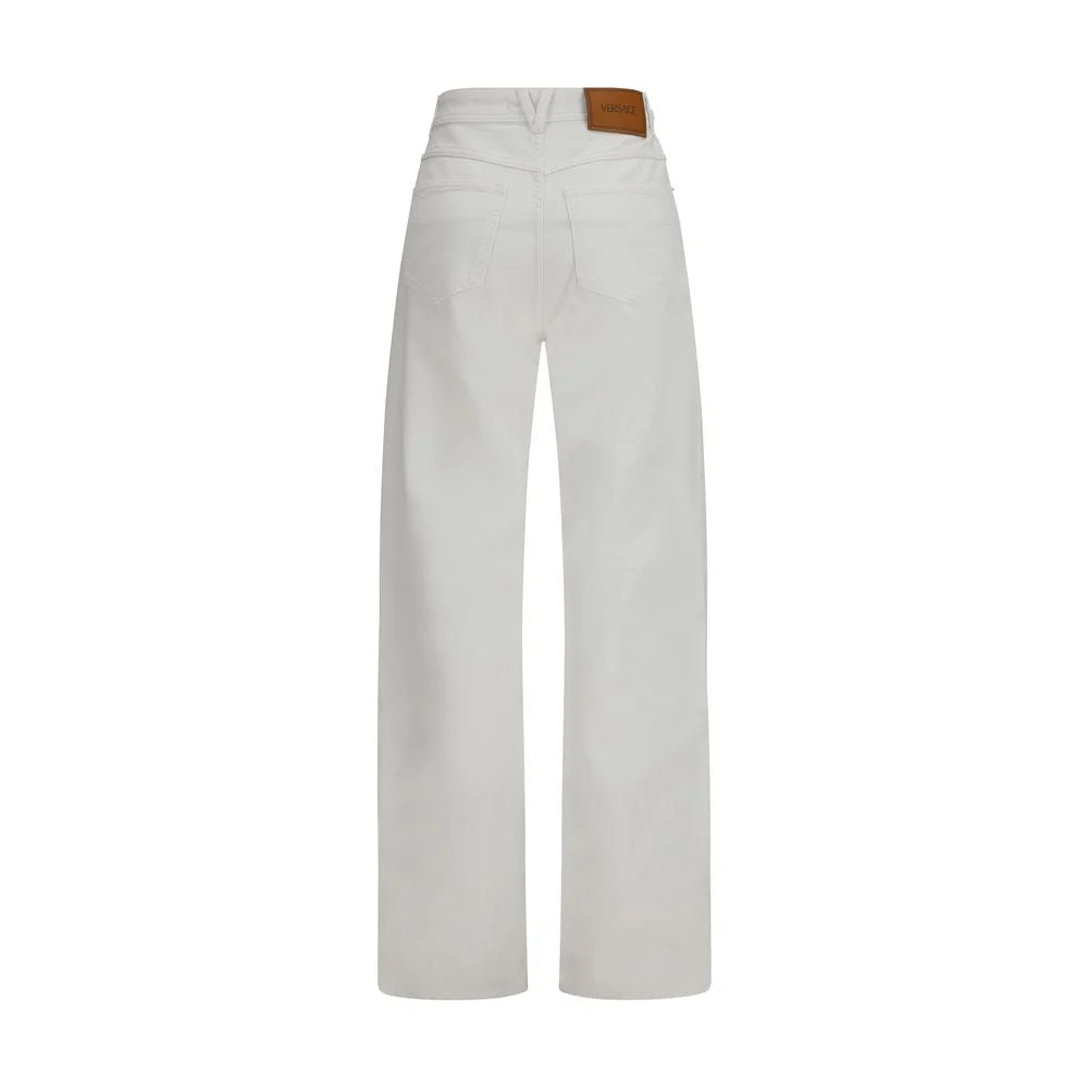Versace White Cotton Straight-Leg Jeans