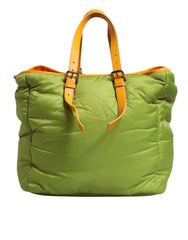 Dolce & Gabbana Green Nylon Padded Logo Plaque Tote Crossbody Bag