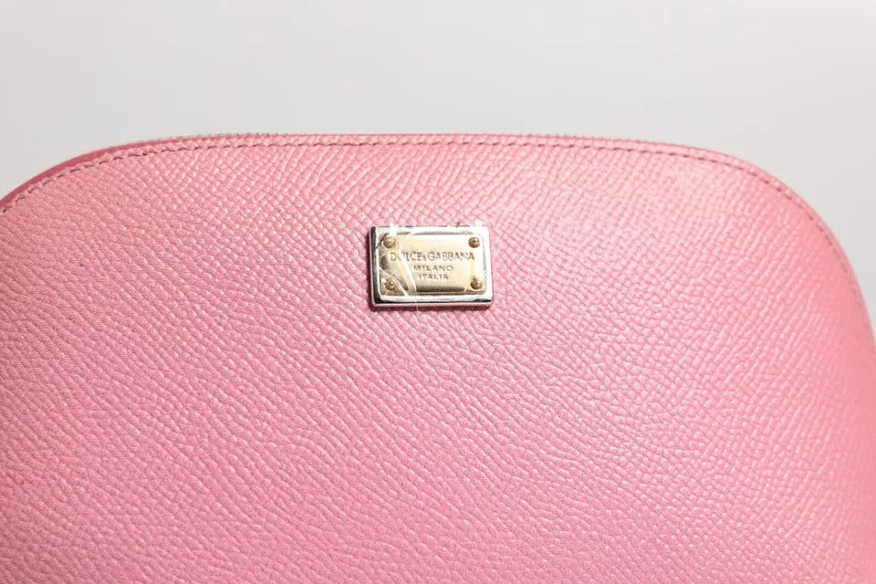 Pochette portefeuille Dolce &amp; Gabbana en cuir rose avec logo DG et fermeture éclair