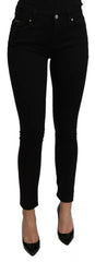 Jean Dolce &amp; Gabbana noir taille mi-haute slim en denim stretch coton
