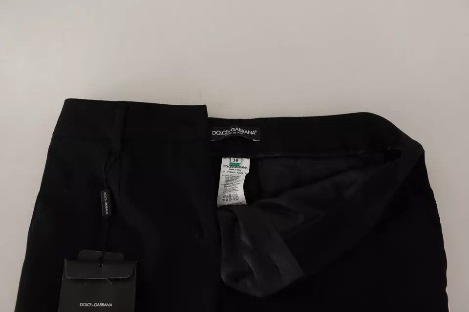 Dolce &amp; Gabbana Wollhose mit schwarzen und weißen Streifen, schmal zulaufend