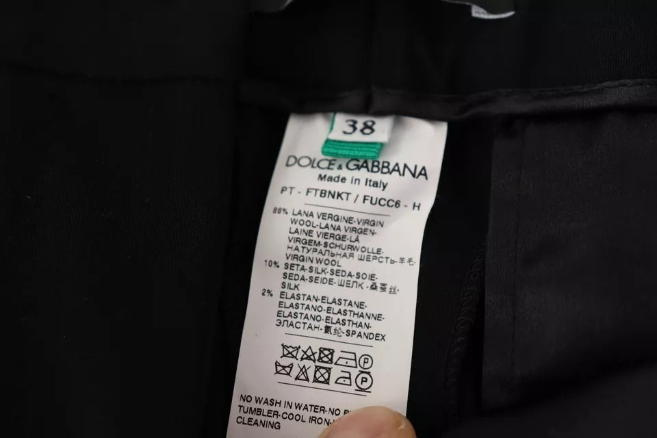Dolce &amp; Gabbana Wollhose mit schwarzen und weißen Streifen, schmal zulaufend