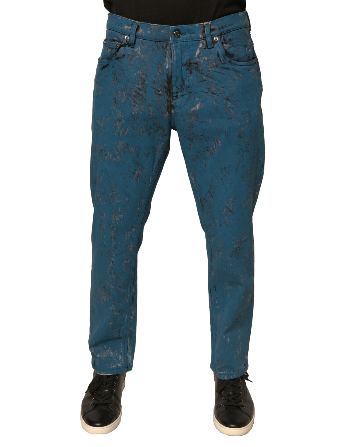 Jean skinny en coton stretch à logo bleu Dolce &amp; Gabbana