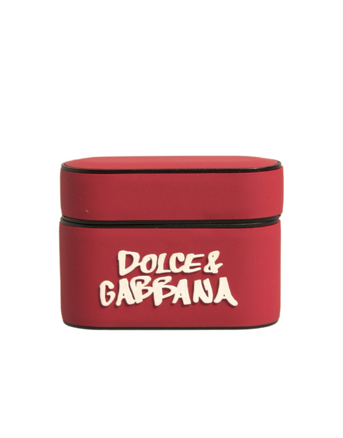 Étui pour AirPods Dolce &amp; Gabbana avec plaque de fixation en PVC rouge ornée du logo en relief