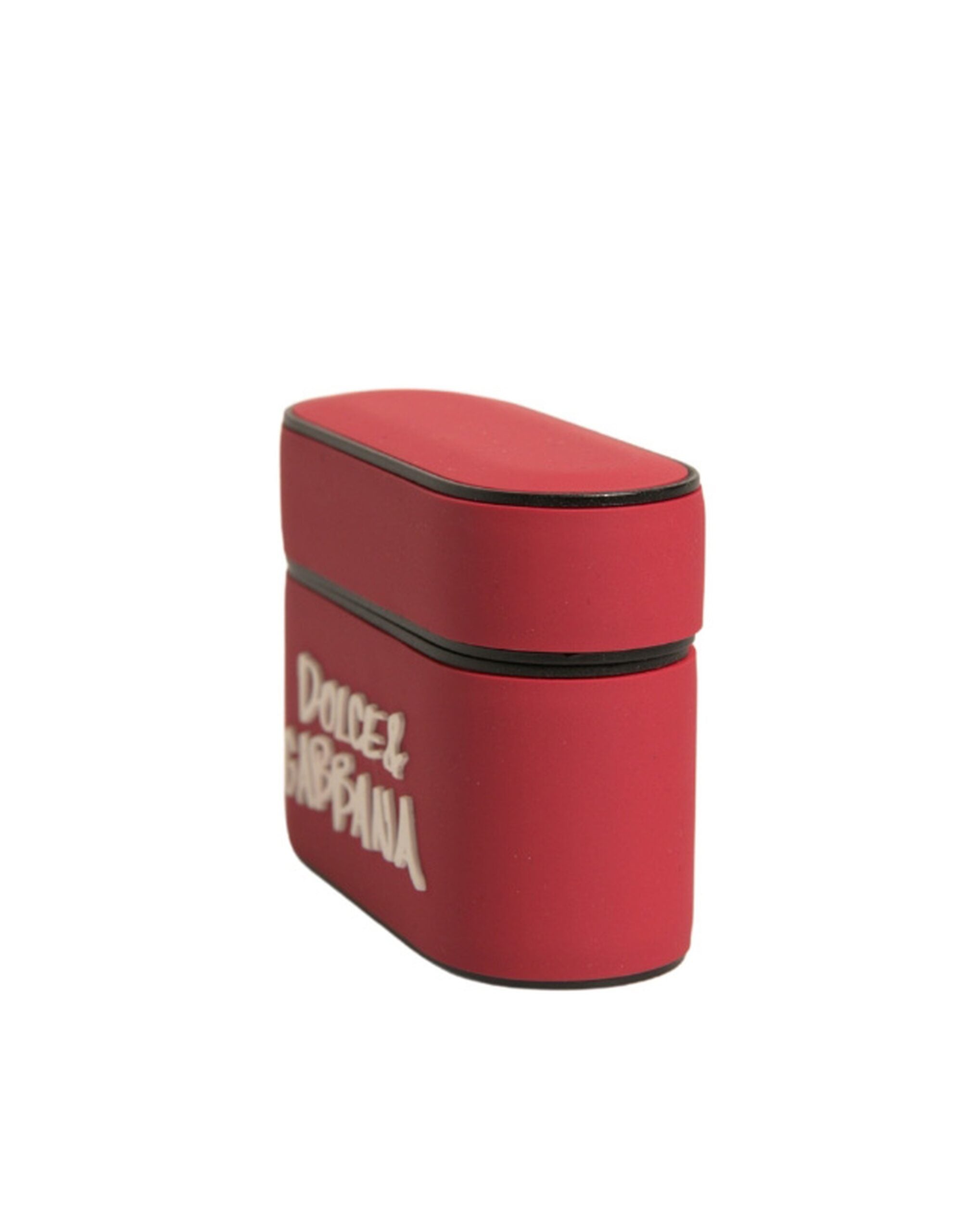 Étui pour AirPods Dolce &amp; Gabbana avec plaque de fixation en PVC rouge ornée du logo en relief