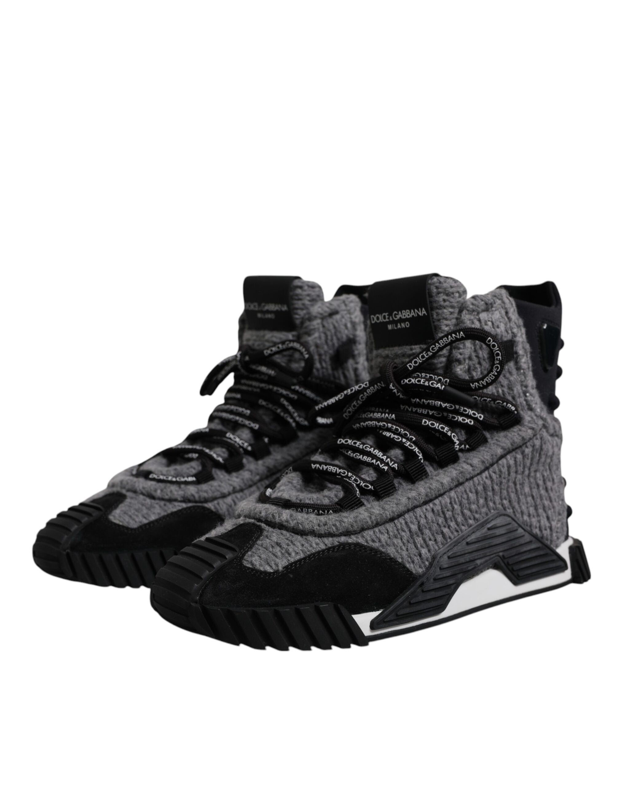 Dolce &amp; Gabbana Graue Schwarze NS1 High Top Stiefel Sneakers Schuhe