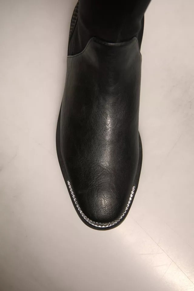 MY TWIN Schwarze Wildleder-Ballerinas, hohe Stiefel