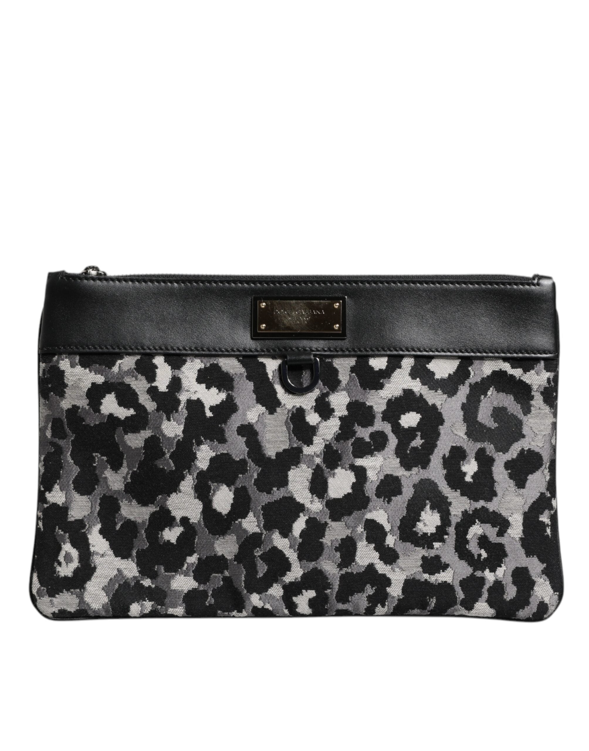 Dolce &amp; Gabbana Mehrfarbige Leoparden-Jacquard-Logo-Plakette Herren-Beuteltasche