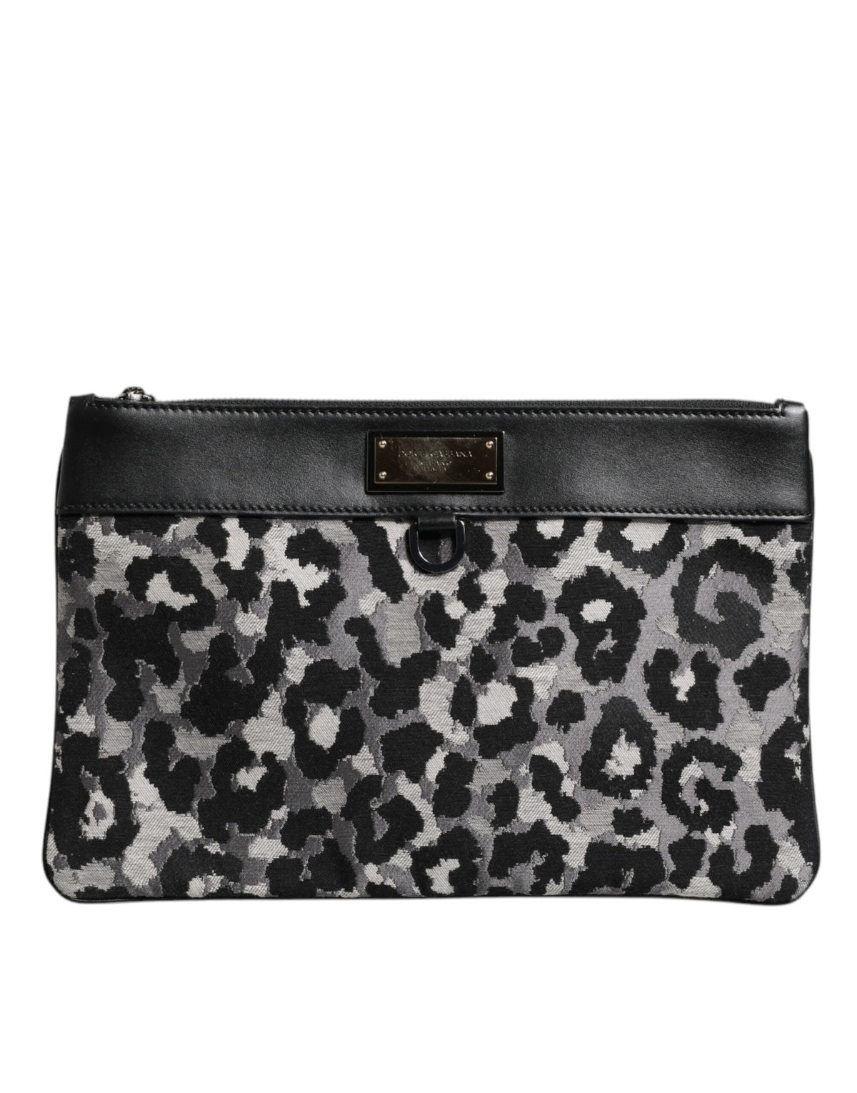 Dolce &amp; Gabbana Mehrfarbige Leoparden-Jacquard-Logo-Plakette Herren-Beuteltasche