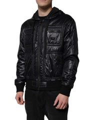 Veste blouson Dolce &amp; Gabbana en nylon noir à capuche et fermeture éclair intégrale