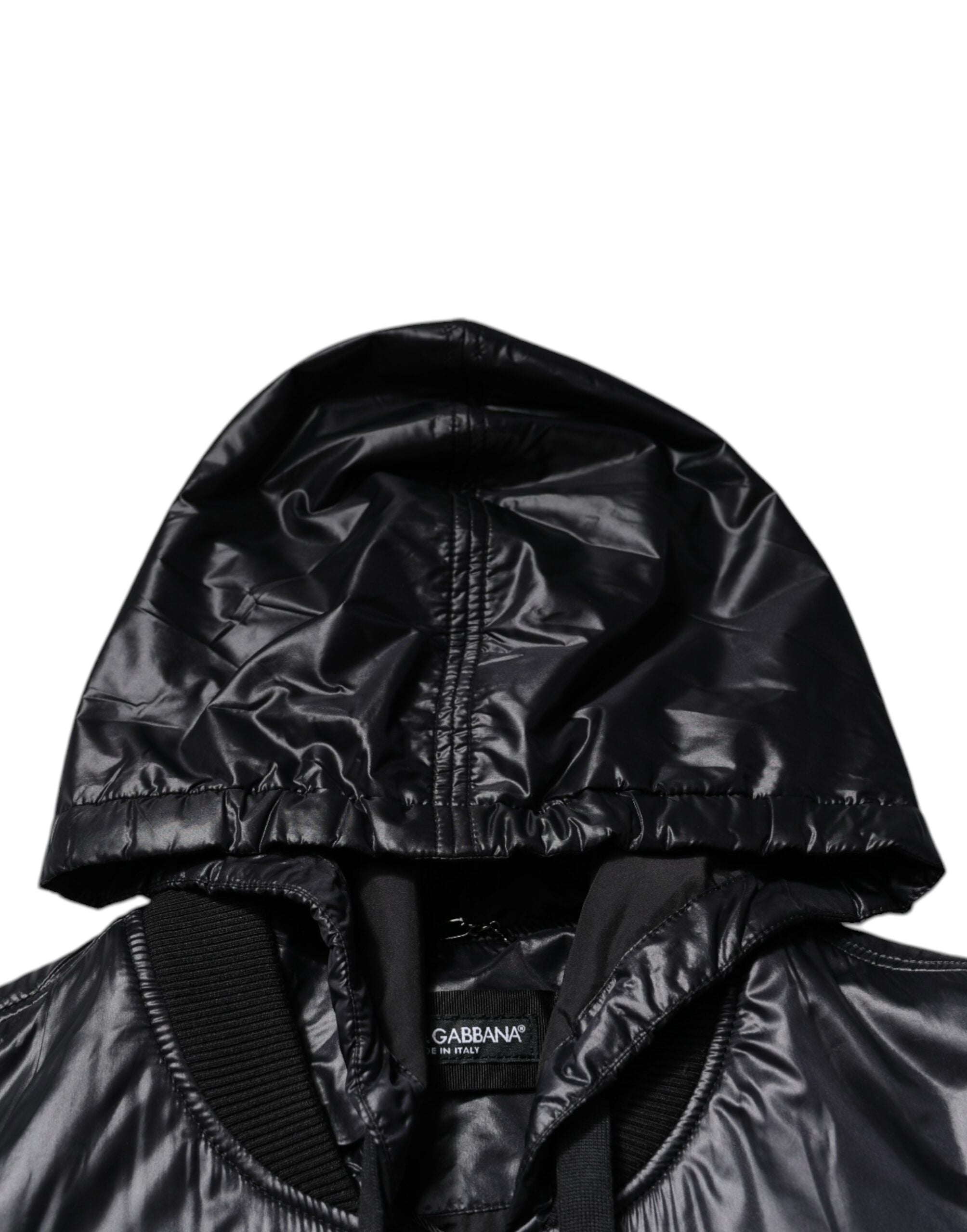 Veste blouson Dolce &amp; Gabbana en nylon noir à capuche et fermeture éclair intégrale