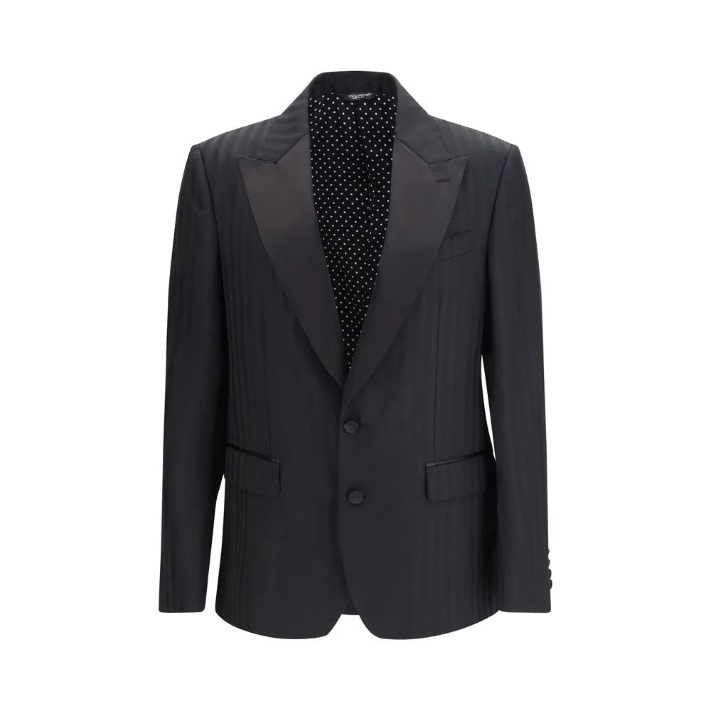Dolce & Gabbana Black Fleece Wool Blazer - IT46 | S