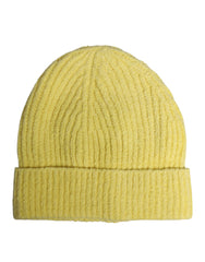 Bonnet d'hiver jaune en coton tricoté Dolce &amp; Gabbana