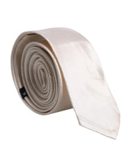 Cravate ajustable en soie unie blanche Dolce &amp; Gabbana