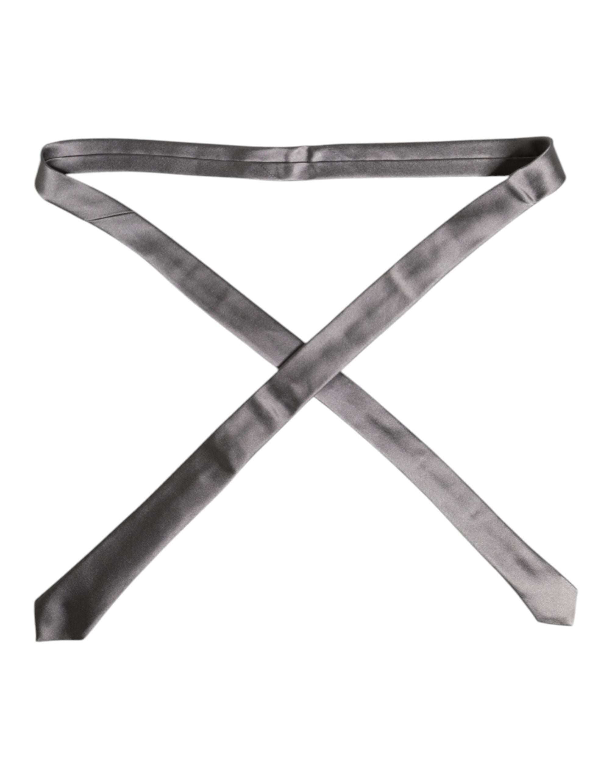 Cravate ajustable en soie argentée métallisée Dolce &amp; Gabbana