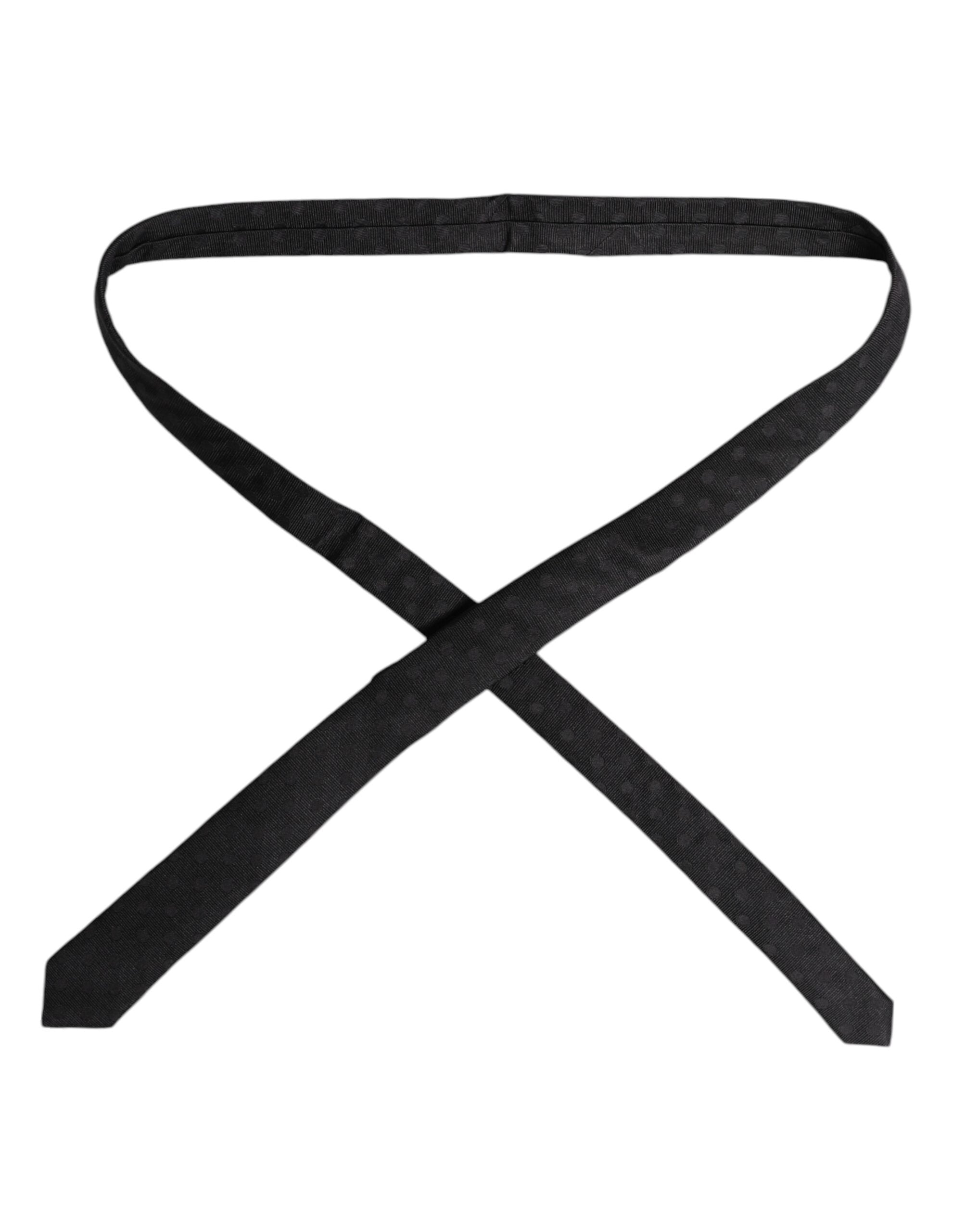 Dolce &amp; Gabbana Schwarze Seidenkrawatte mit Kreisen, verstellbar