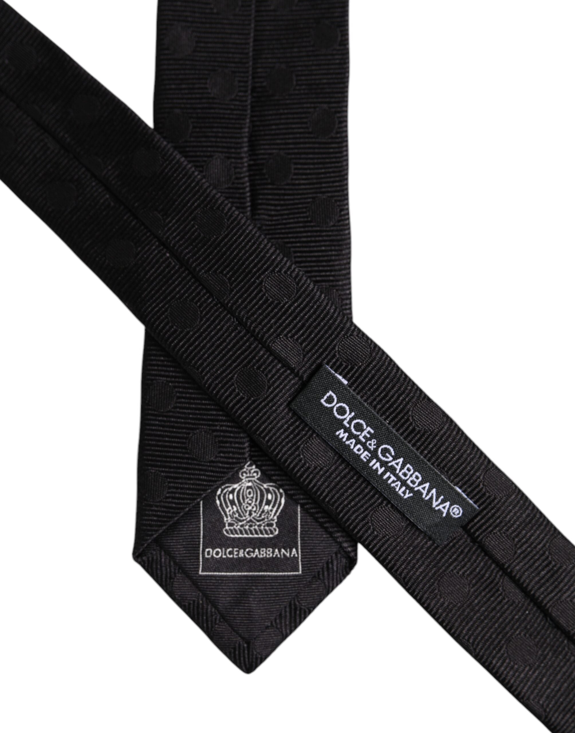 Dolce &amp; Gabbana Schwarze Seidenkrawatte mit Kreisen, verstellbar
