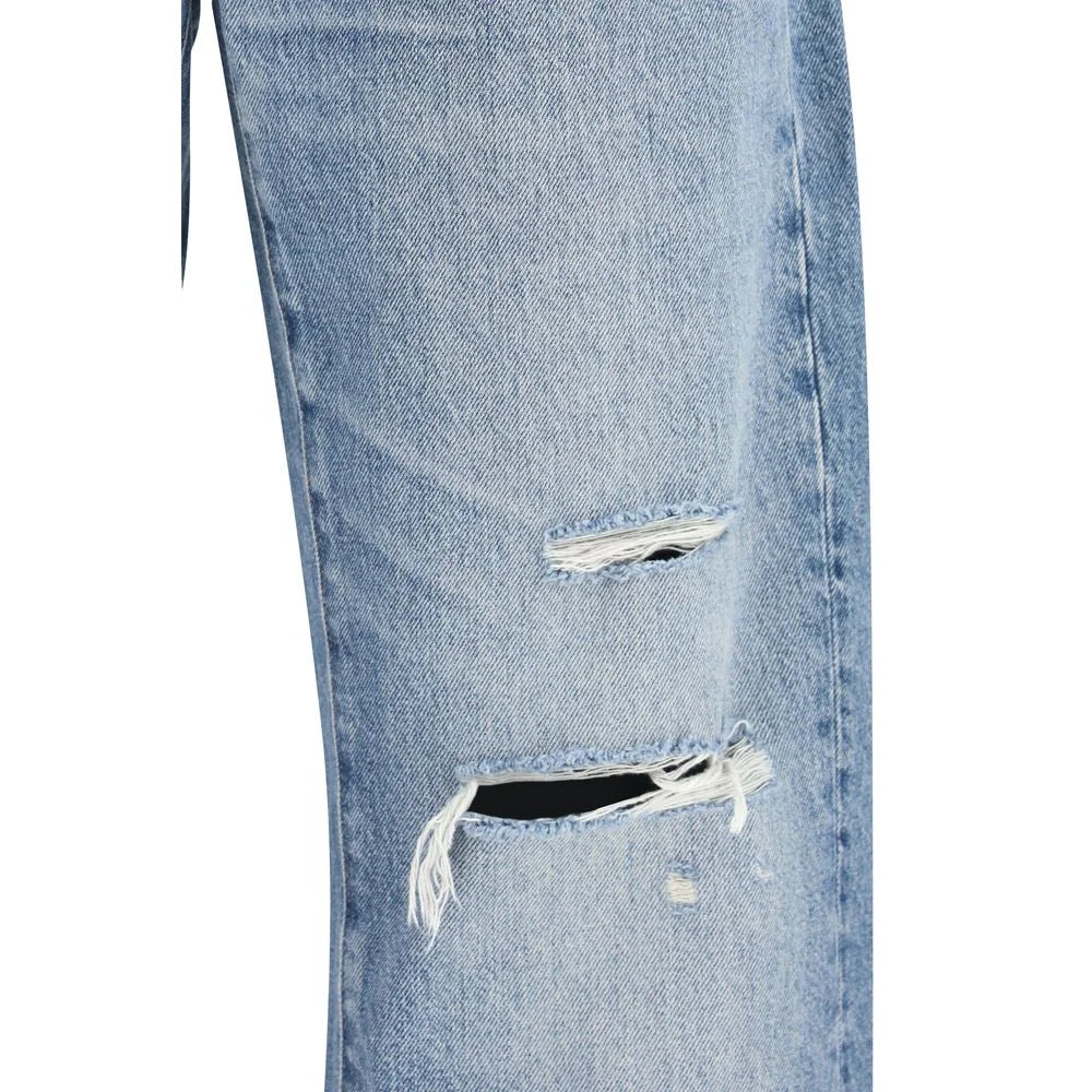 7FOR Blue Cotton Straight-Leg Jeans