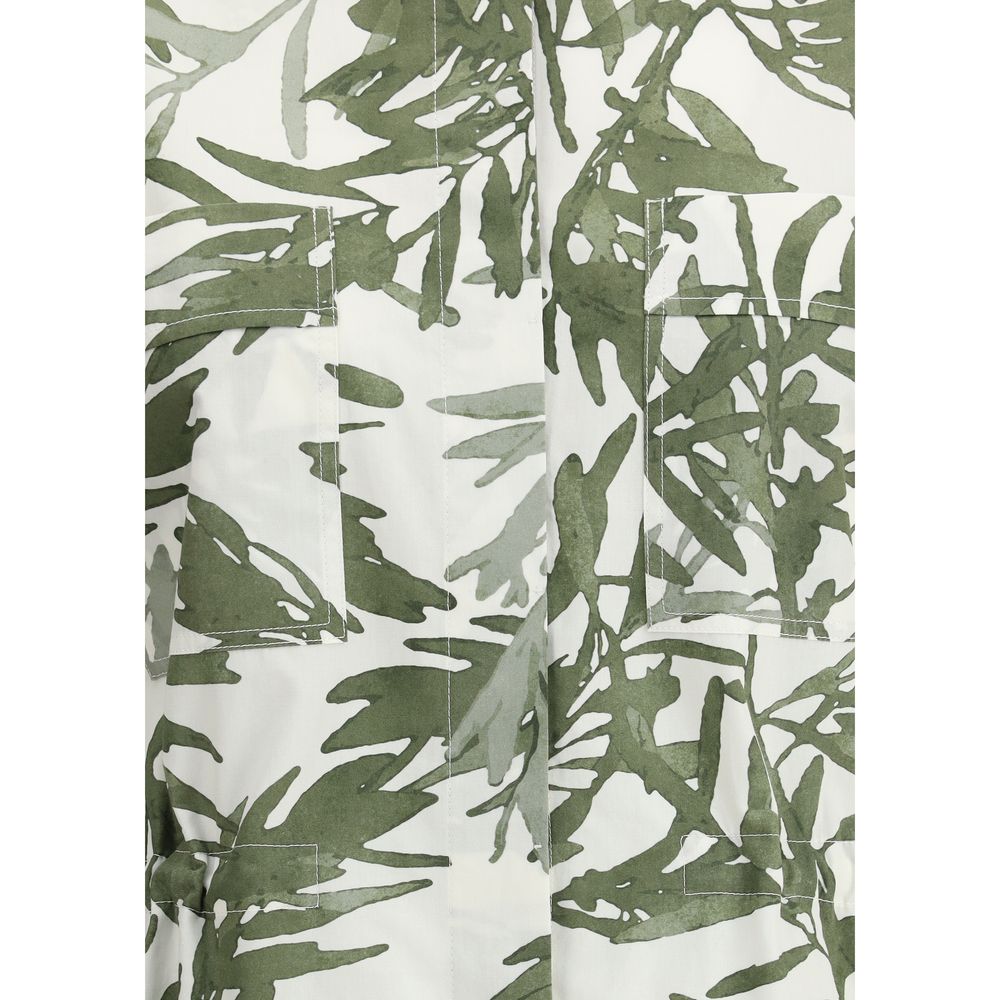 Brunello Cucinelli Chemise longue à imprimé feuilles