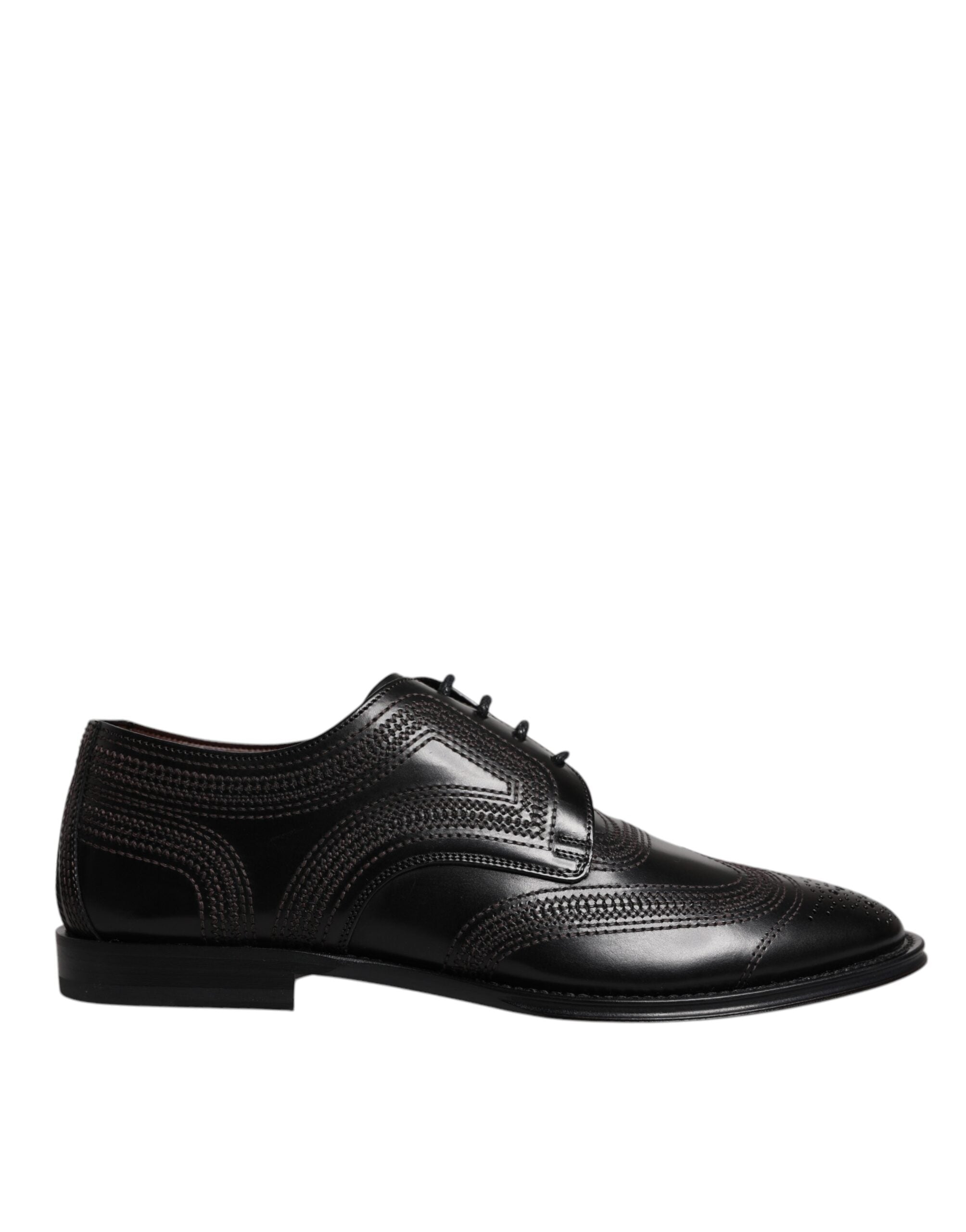 Dolce &amp; Gabbana Schwarze bestickte klassische Derby-Schuhe aus Leder