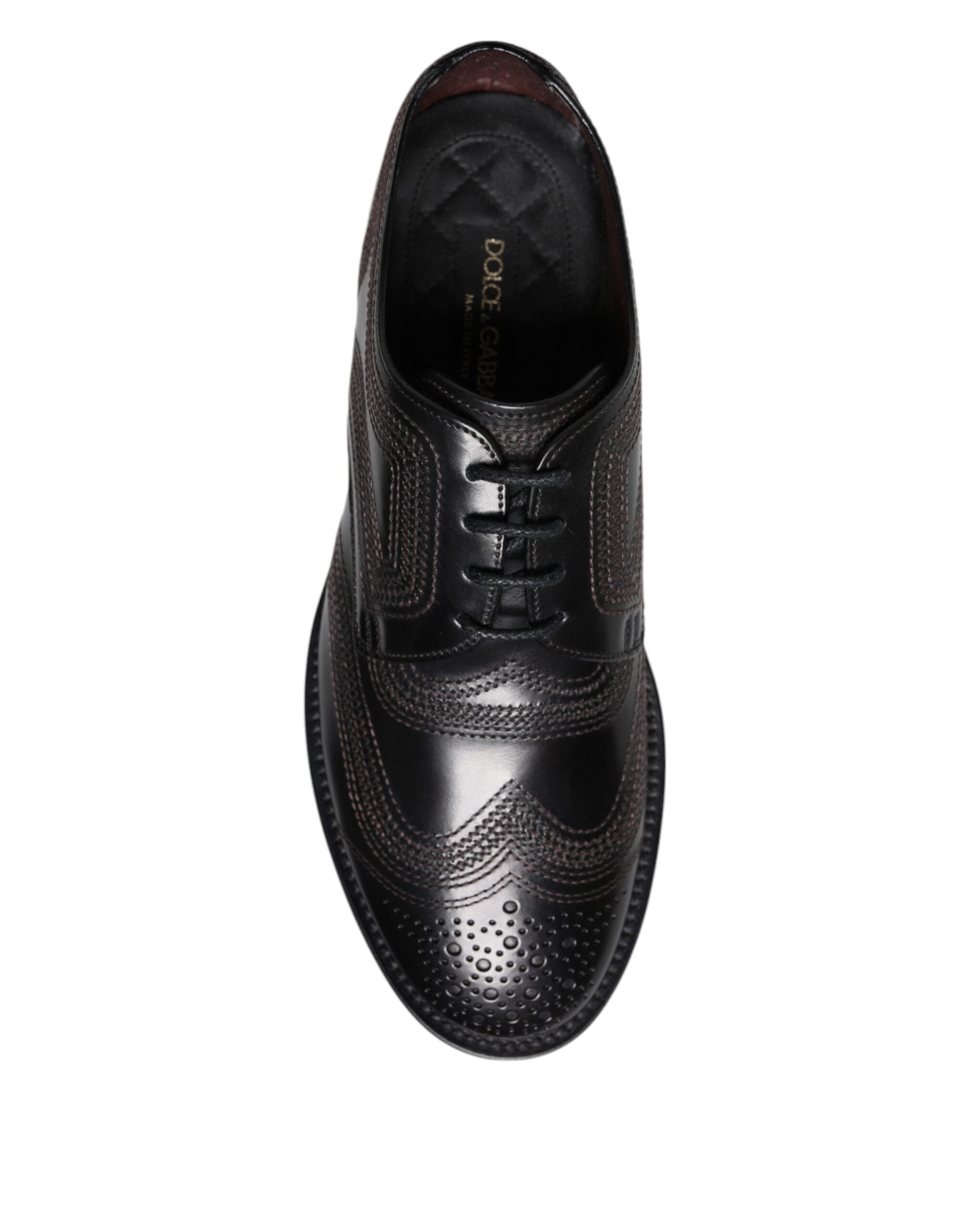 Dolce &amp; Gabbana Schwarze bestickte klassische Derby-Schuhe aus Leder