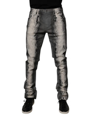 Jean skinny en coton gris tie-dye Dolce &amp; Gabbana pour homme