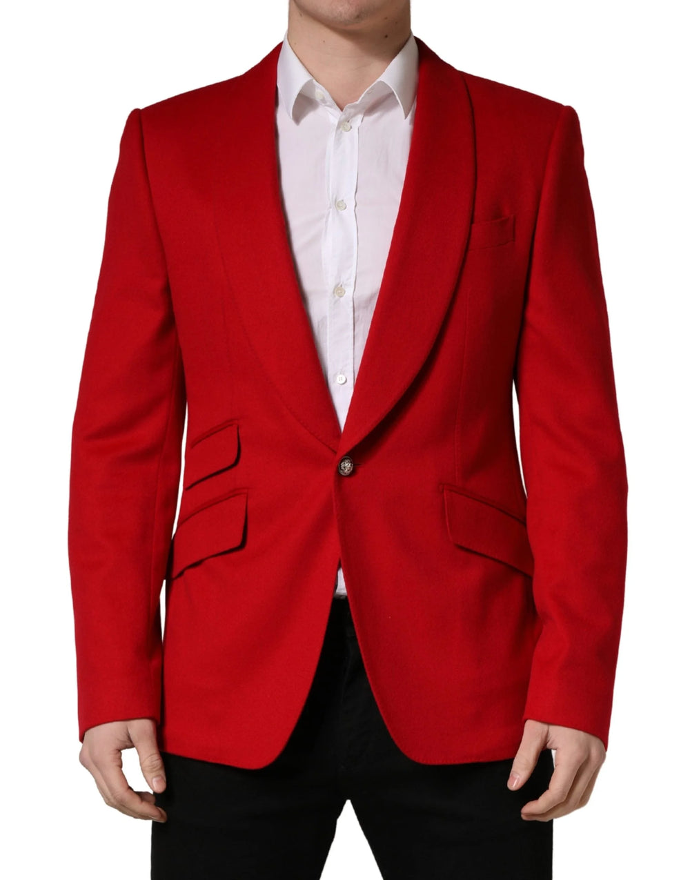 Dolce & Gabbana Red Cashmere Single Breasted Jacket Blazer - IT52 | XL