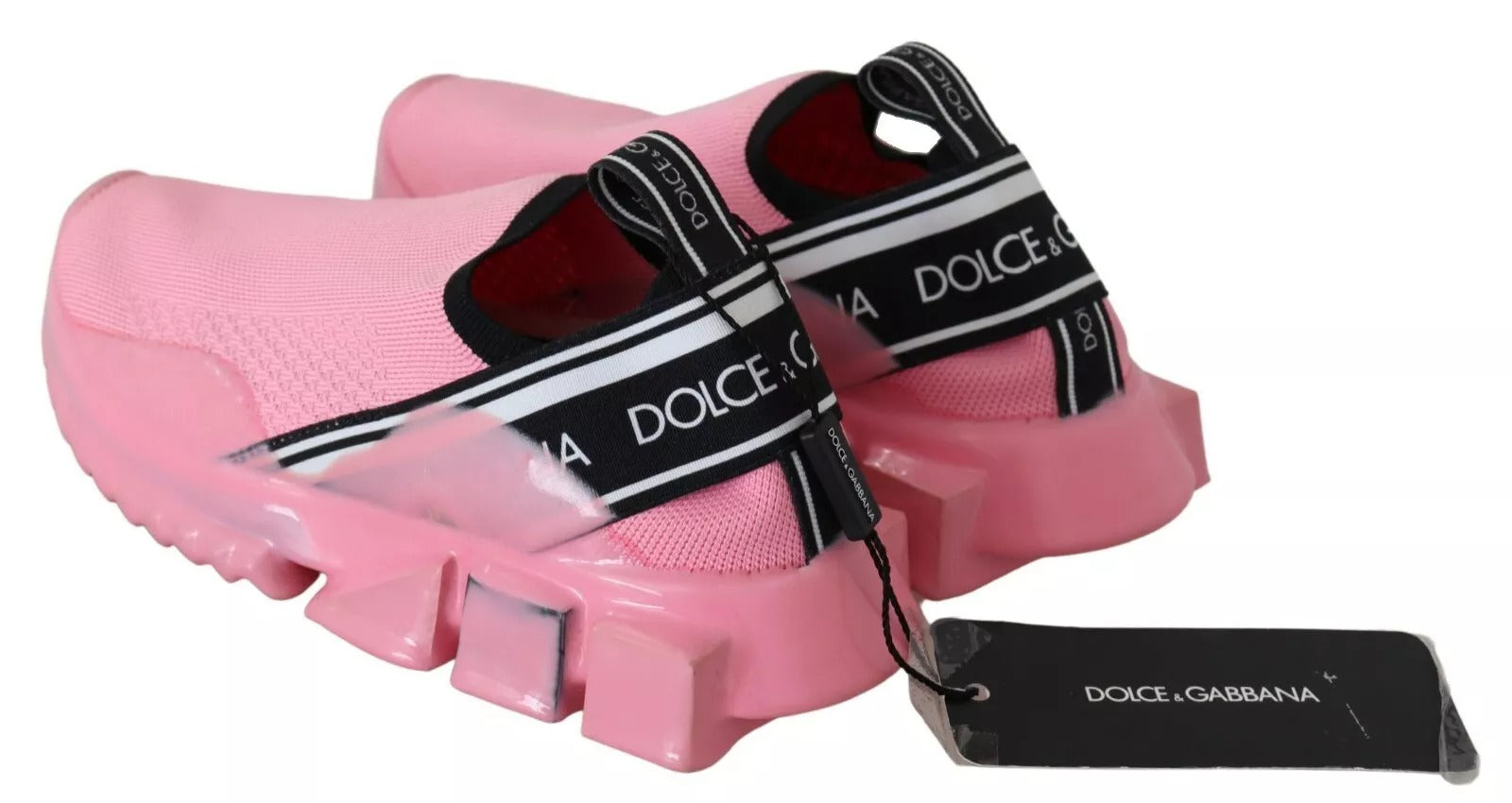 Dolce &amp; Gabbana Pink Low Top Sorrento Sneakers Slip On Casual Shoes