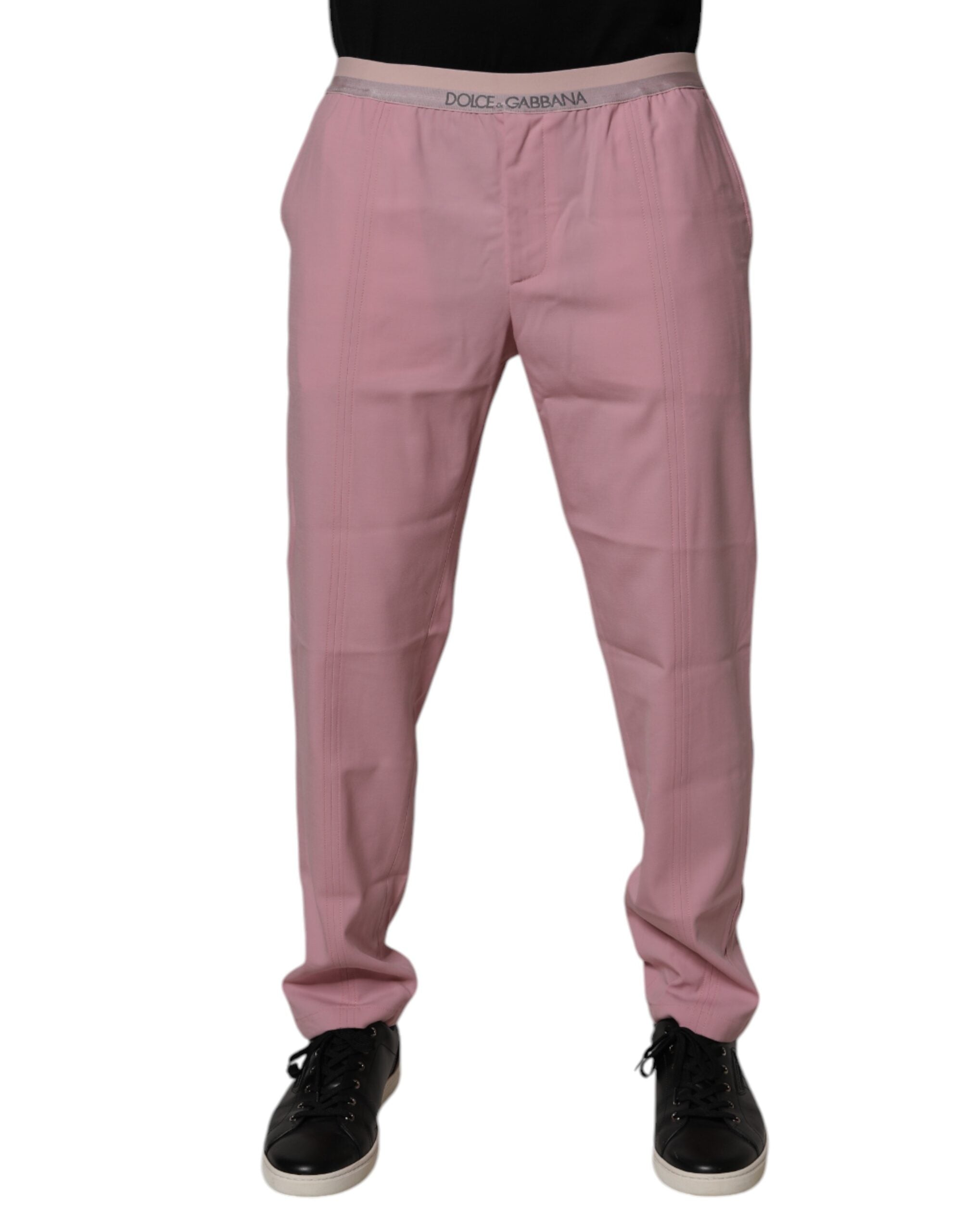 Pantaloni Chino Rosa in Cotone Elasticizzato Dolce & Gabbana