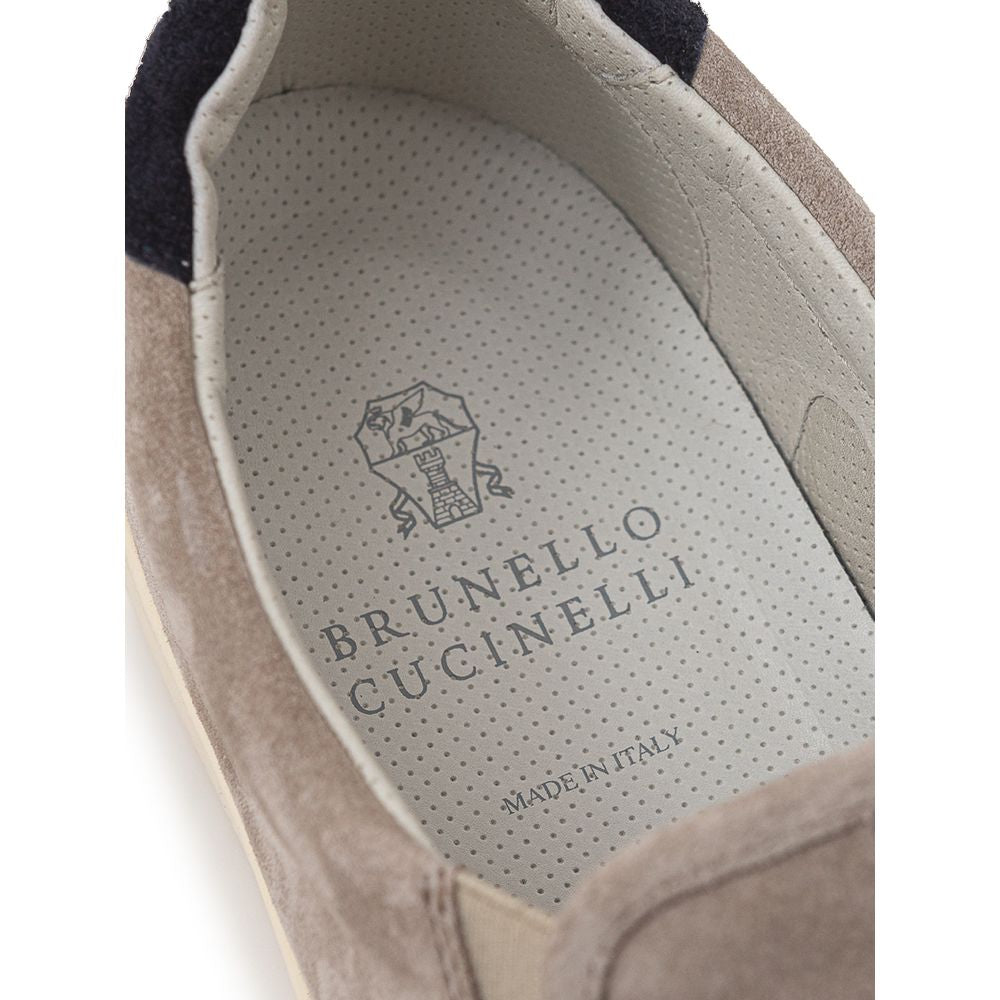 Baskets en cuir beiges Brunello Cucinelli