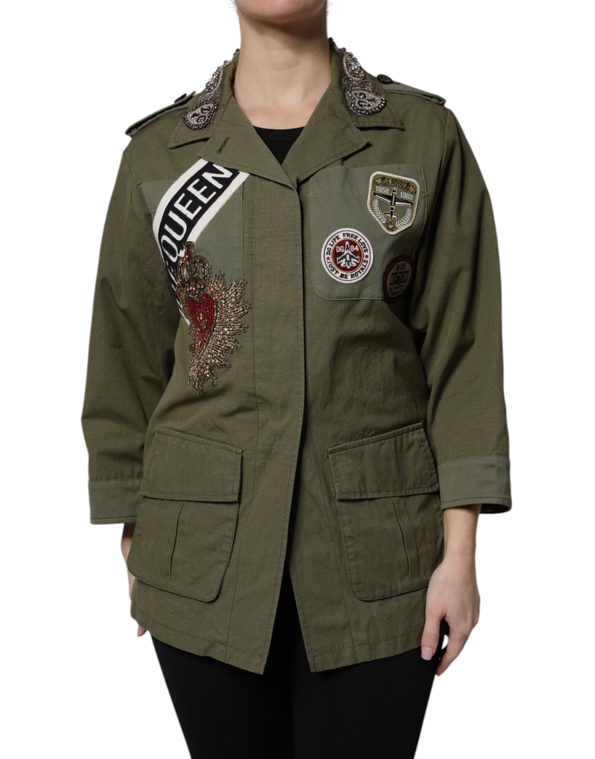 Manteau orné Dolce &amp; Gabbana vert militaire Queen