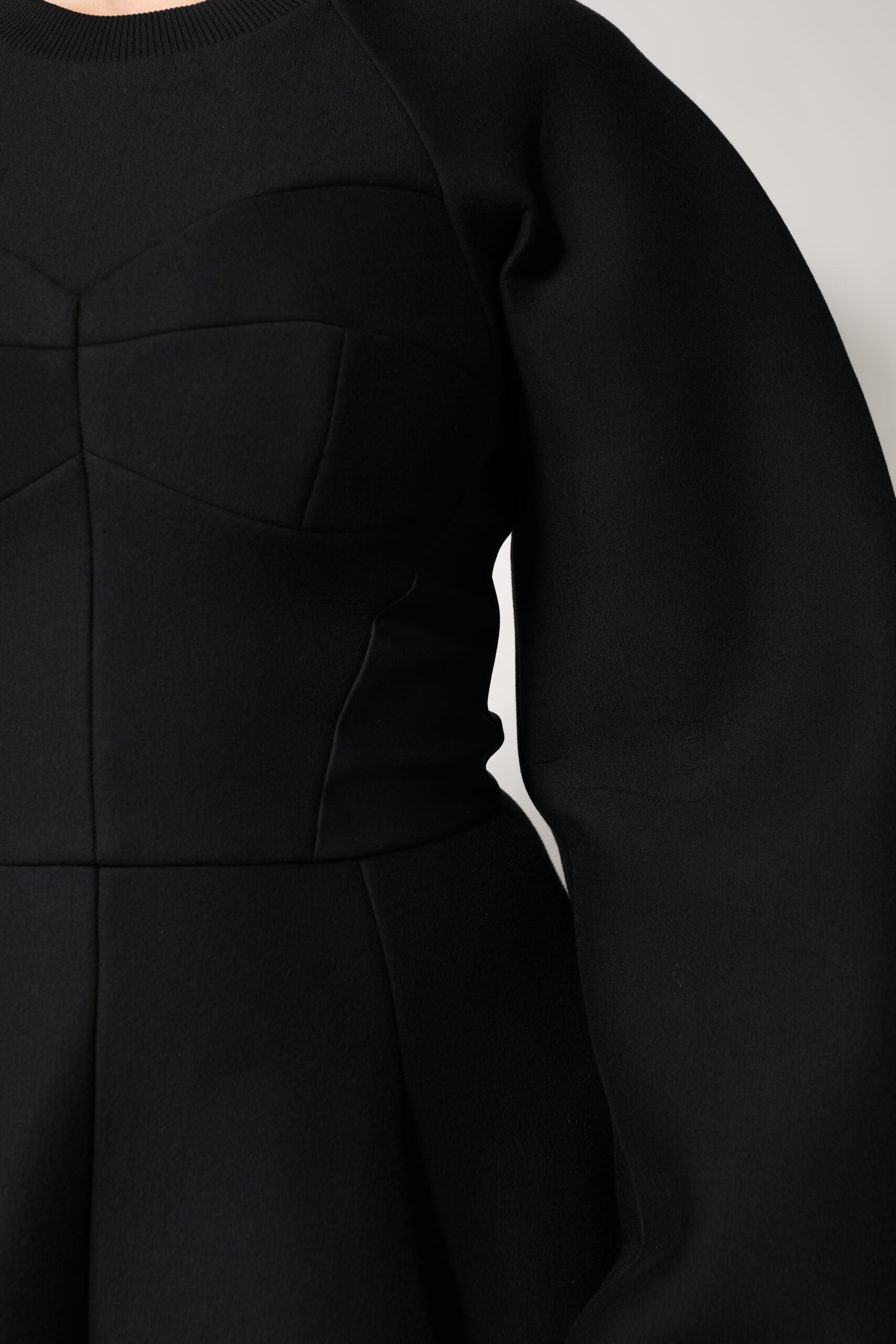 Dolce &amp; Gabbana Schwarzes Baumwoll-Minikleid mit langen Ärmeln in A-Linie