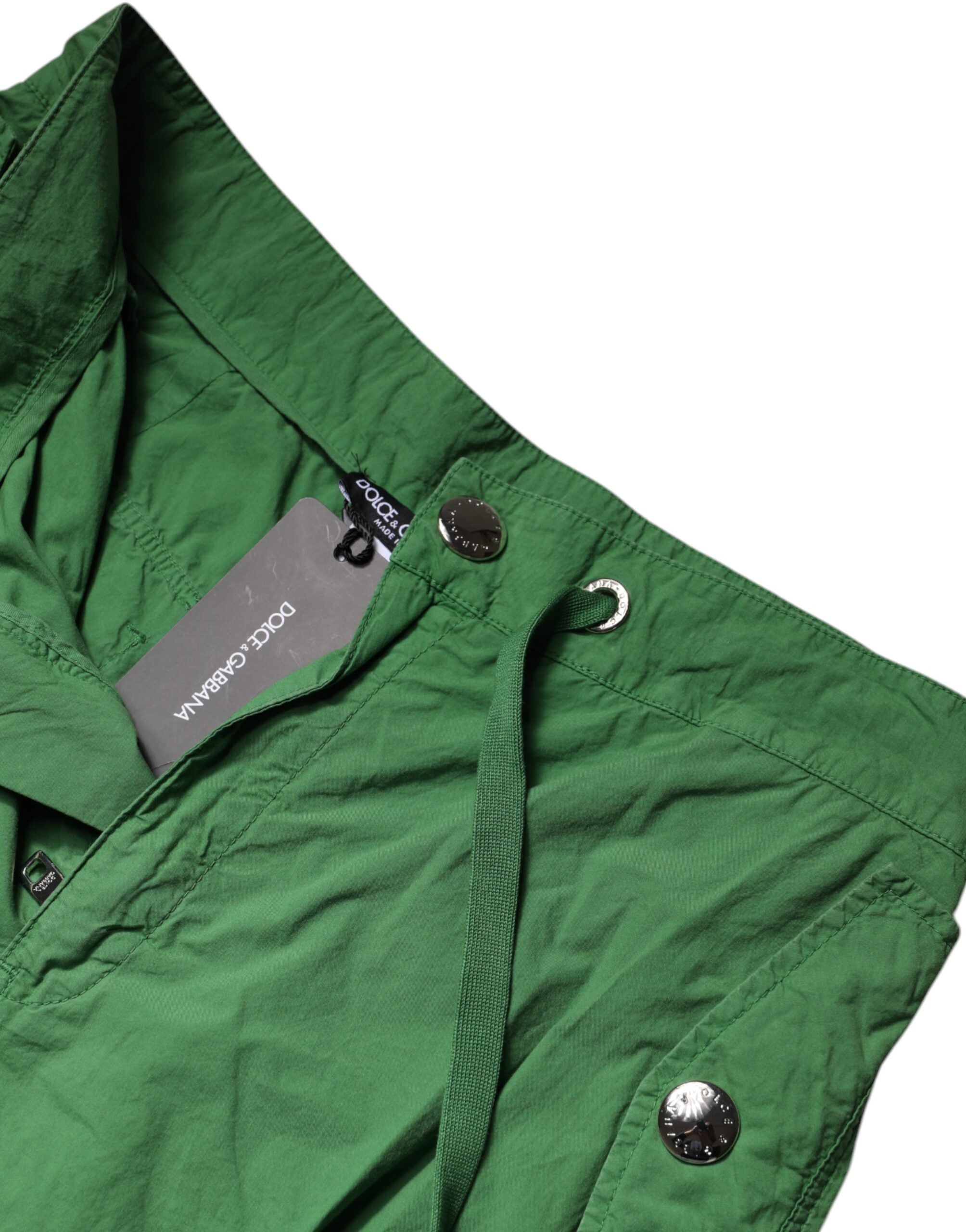 Dolce &amp; Gabbana Grüne Baumwoll-Cargohose mit hohem Bund