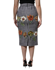 Dolce & Gabbana Multicolor Floral Print High Waist Pencil Cut Skirt