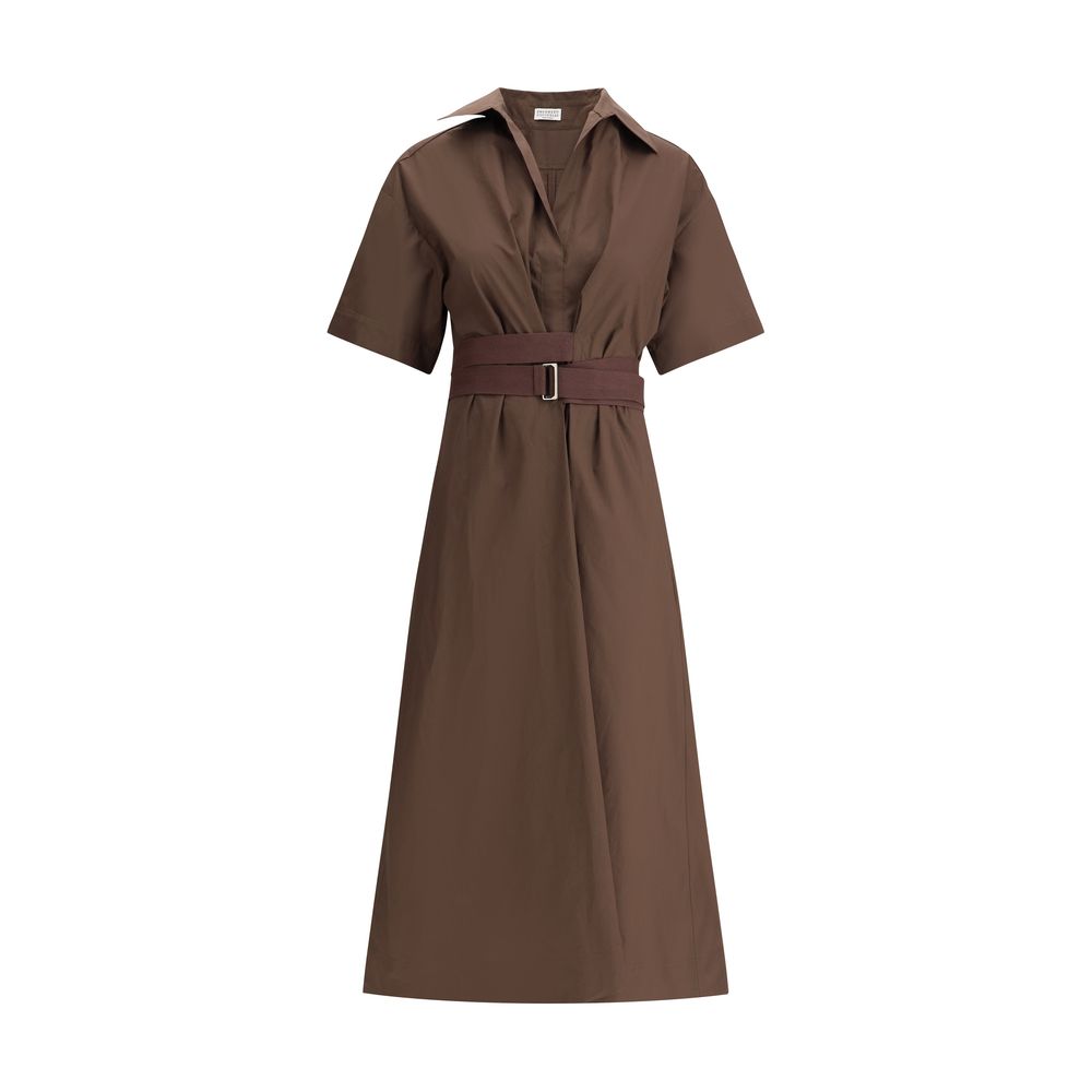 Robe décontractée en coton marron Brunello Cucinelli