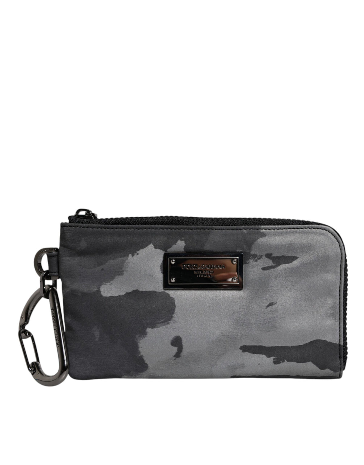 Dolce &amp; Gabbana Schlüsselanhänger-Etui mit Logo-Plakette in Schwarz-Grau-Camouflage