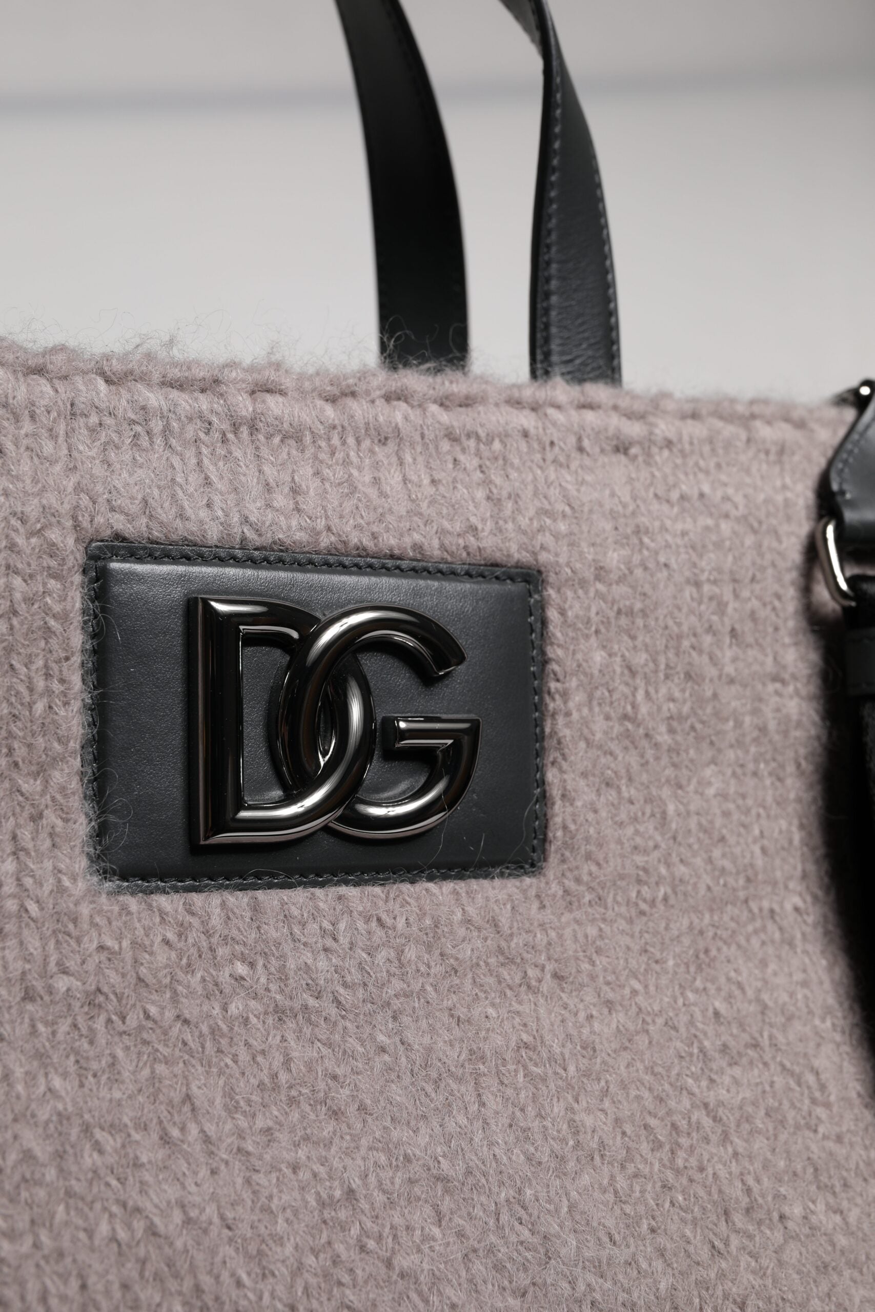 Sac cabas Dolce &amp; Gabbana en laine d'alpaga grise avec logo et bandoulière