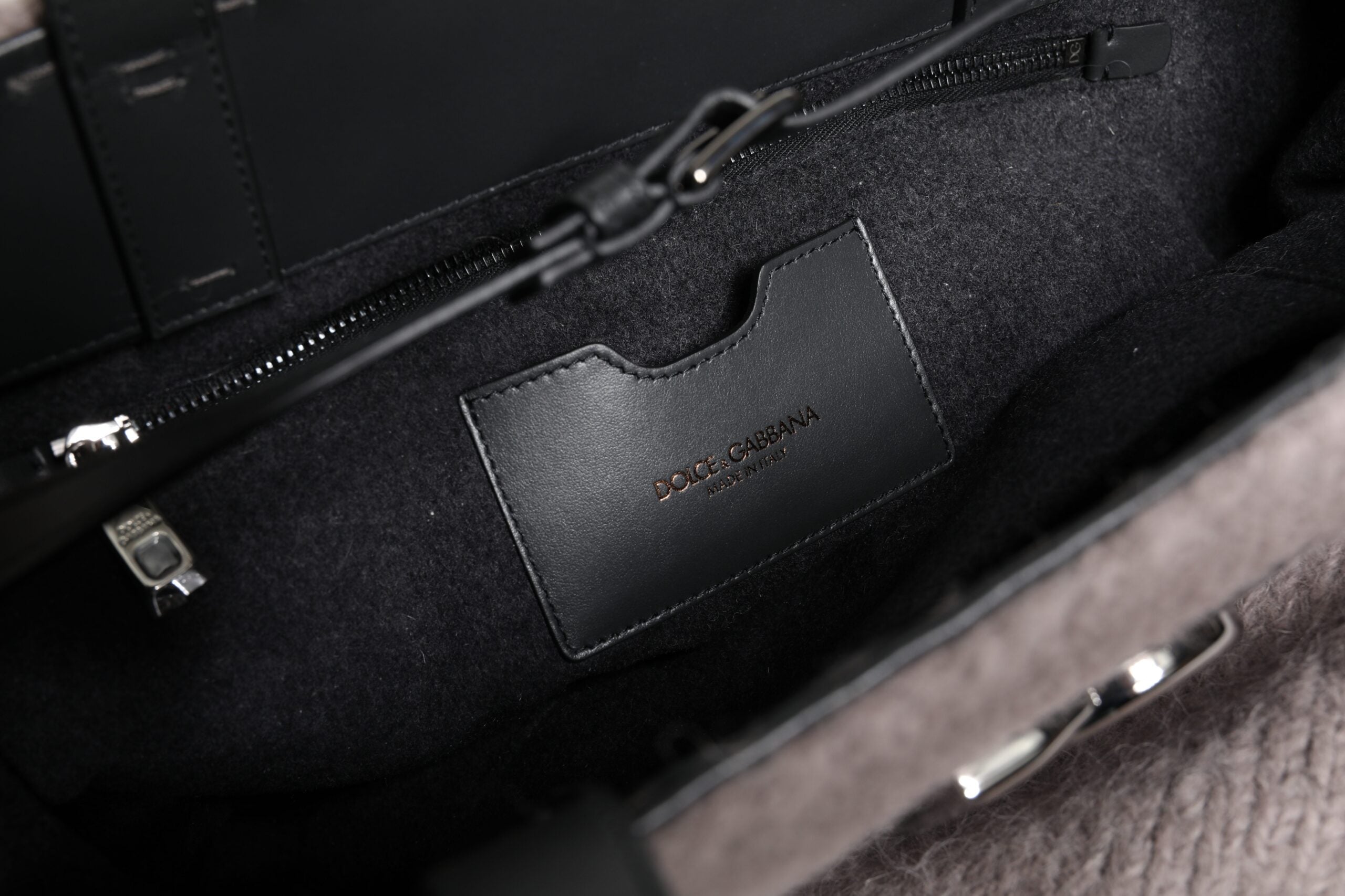 Sac cabas Dolce &amp; Gabbana en laine d'alpaga grise avec logo et bandoulière