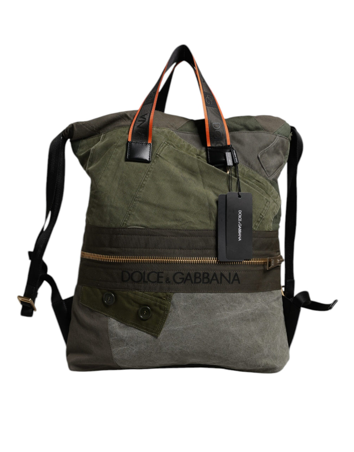 Dolce &amp; Gabbana Rucksack mit Patchwork-Muster in Militärgrün